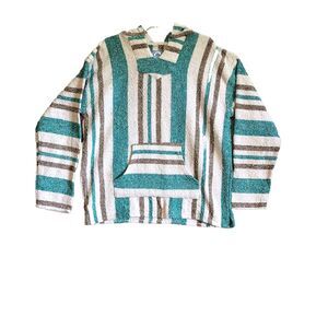 Vintage Baja Co Surf Hoody Unisex XL Green Brown Hippie Surfer Coastal Casual